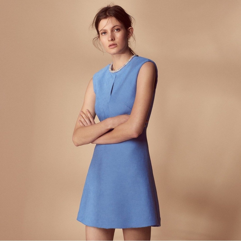 Sandro Rosalie Dress- light blue, size 36 , NWT（NOT FOR SALE）
